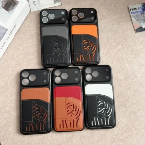 PU Leather Horse Card Holder Mobile Phone Case for iPhone 17 16 15 Pro Max PU Texture Camera Protection Hard Cover Back