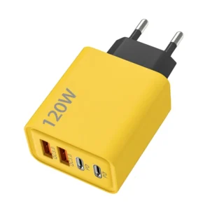 Portable 120W USB C 4 Port Quick Power Adapter Charger Cell Phone Laptop Charger PD 3.0 Function OTP OVP for US EU UK Travel