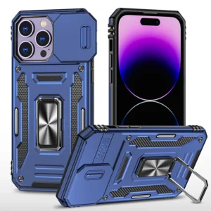 Protective Hard Case for iPhone 14 13 12 11 Pro Max Anti Wrestling Shockproof Cell Phone Back Cover 360 Rotation Ring Bracket
