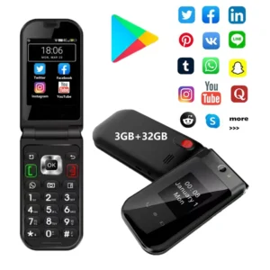 Q3 Android Dual Screen 4G Smartphone 3GB+32GB Support Google Store Touchscreen Multilingual Flip Phone