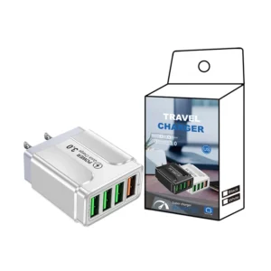 QC3.0 4 Port Wall USB Fast Charger Adapter EU US UK Plug White 5v 3a OTP 24W