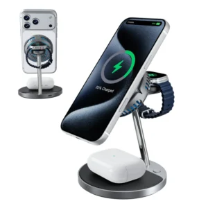 QI2.2 Certified 25W Multifunctional TEC Active Cooling Fan Magnetic 3 in 1 Wireless Charger Station with Night Light