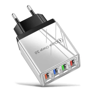 Quick Charging 3.0 USB Charger 15W 4 Ports 3.1A Adapter EU US UK Plug Wall Mobile Phone Fast Charger Home Wall Charger Travel