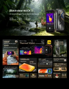 ROCK 3 Thermal Imaging Rugged 4G Cellphone with 6.78 Inch 120Hz Display 50MP Selfie 108MP Main Camera Smartphone