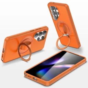 Rotating Ring Stand Magnetic Phone Case for Samsung Galaxy S26 S25 S24 Ultra Shockproof Anti Slip Matte Back Cover