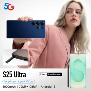 S25 Ultra 5G Smartphone with Decacore CPU 120Hz Refresh Rate 7-Inch Display Stylish Stylus Pen Dual Sim for Business Office Work