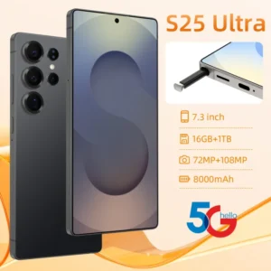 S25 Ultra Android 15 5G Smartphone 16GB+1TB 7.3″ OLED 144Hz Deca Core Snapdragon 800 Series 7000mAh 72+108MP HD Camera 100W