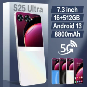 S25 Ultra+ Fold Design Mobile Phone with 16GB+512GB Huge Memory 8800MAH 5G Android14 Smart Phone Flip 6