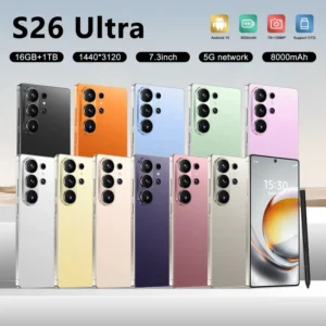 S26 Ultra 108MP Android 14 Smartphone 120Hz LCD 4G LTE Bar Design Multi Language Support Dual SIM 8000mAh Battery