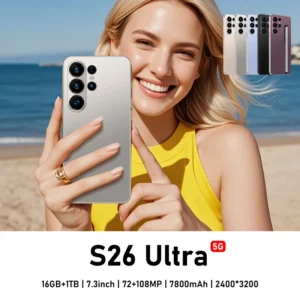 S26 Ultra 5G Smartphone 90Hz Refresh 108MP Rear Camera Decacore CPU 7800mAh Battery Dual SIM Android 15 for Gaming