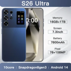 S26 Ultra 7.3 Inch HD Screen 5G Smartphone 16GB+1TB Face Recognition Android 15 108MP French Spanish