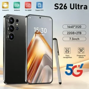 S26 Ultra Android 16 7.3 Inch Dual Sim 5G Smartphone Latest Processor 108MP Rear Camera Unlocked Cell Phone