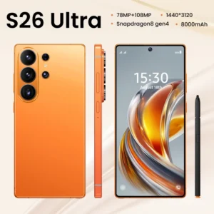 S26 Ultra Deca Core Android 15 5G LTE Smartphone 7.3″ LED 144Hz 108MP Camera 65W Quick Charge MTK Dimensity Series Mobile Phones