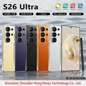 S26 Ultra Global Phone Android 15 Full Screen 108MP 8000mAh 144HZ Deca Core GSM LED Built in Pen CE Certified
