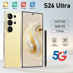S26 Ultra Original 5G Smartphone Deca Core 108MP Rear 100W 16GB+1TB 7.3-Inch HD 144Hz Screen Android 15 Dual SIM Unlocked