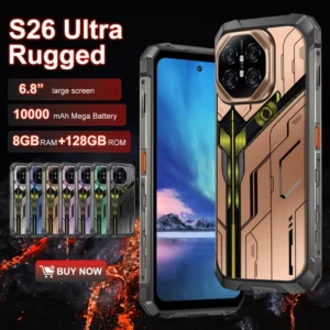S26 Ultra Rugged Smartphone 10000mAh Battery 8GB RAM 128GB ROM 68MP+32MP Camera LTE IP68 Waterproof NFC AMOLED 120Hz MTK
