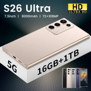 S26Ultra Mini Smart 5G Phone Genuine Green Gaming Smartphone 108MP Rear Camera Deca Core CPU FHD Screen Resolution LTE English