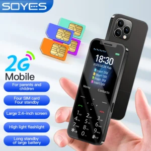 SOYES A6 4 SIM Card Standby Simultaneously GSM 2G Mini Mobile Phone 2.4″ Screen 1200mAh With MP3 FM Flashlight Cell Phone