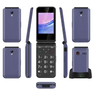 Senior Flip Phone 4G VoLTE FM Keypad 2.8inch Big Screen Customizable Buttons Desk Charger