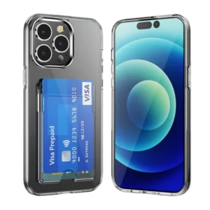 Shockproof 2 in 1 Hard Acrylic PC+TPU Cases With Card Holder for iPhone 11 12 13 14 Pro Max