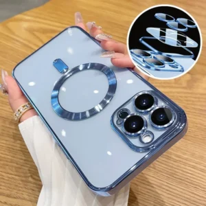 Shockproof Electroplating Transparent Magnetic Mobile Phone Cases for iPhone 17 16 Pro 15 14 13 12 11 Pro X XR Max Cover