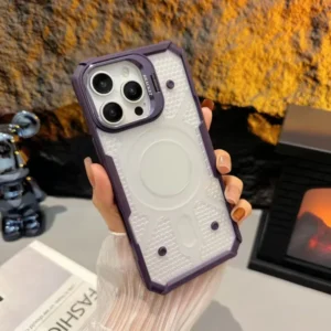 Shockproof Mobile Case for iPhone 13 14 15 16 Pro Max with Lens Holder Bracket Rugged Transparent Cell Back Cover