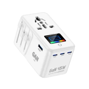Smart Digital Display Universal Travel Adapter with USB Type C Fast Charging International Worldwide Gan Mobile Adapter Charger