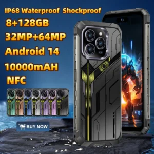 Smart Rugged Mobile Call Phone G85 Octa Core Android 14.0 8G+128GB 32MP+64MP 10000mAh Fingerprint Face Unlock Phone