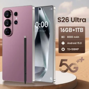 Smartphone Ultra HD 5G Dual SIM Businessphone S26 12+512GB 7.3″ OLED 108MP Rear Camera 8000mAh Octa Core MTK Android 15 Global