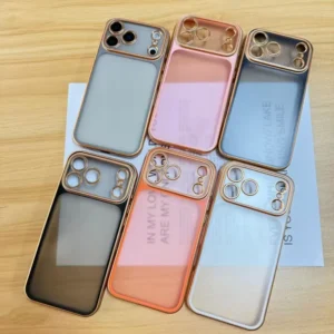 Soft TPU Mobile Phone Case for iPhone Shockproof Transparent Frosted Electroplated Lens Protect Phone Cover