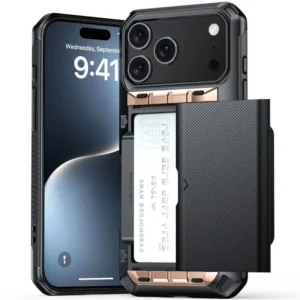 Stylish Hard Plastic Shockproof Armor Case for iPhone 11 12 13 14 15 16 17 Pro Max 3 in 1 Credit Card Cell Phone Cover