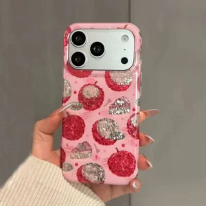 Summer Sweet Lychee Fruit Pattern Glossy IMD TPU Phone Case for iPhone 17 Pro Max 16 15 Shockproof Hard Back Cover