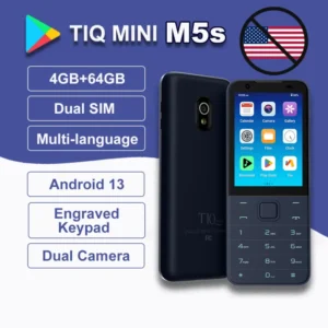 TIQ MINI M5s Mobile Phone With Engraved Hebrew Keypad 4G Dual SIM 4GB+64GB Google Play Android Touch Button Phone