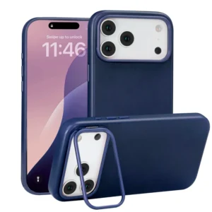 Top-Grain Cowhide Leather Phone Case For iPhone 18 18 Pro 18 Pro Max Magnetic Lens Stand Kickstand Factory Direct