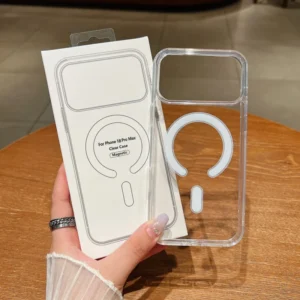 Transparent Acrylic Phone Case With Box for iPhone 18 Pro Max Clear Magnetic Cover for iPhone 17 16 Pro Max for Samsung