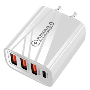 Travel Charger US EU UK 3 USB Type C Charging Head Multi Phone Adapter