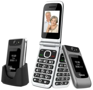 Type C Port 4G LCD 1000mAh Flip Phone Double Screen SOS Button Senior Mobile Phones for Elderly People With Big Fonts