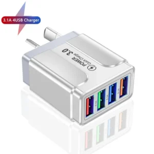 US EU AU Quick Charge Adaptor 4 USB Phone Charge 3.1A Wall Charger Adapter Compatible Fast Charger for iPhone Samsung Huawei