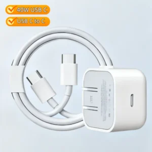 US Plug 40W PD3.0 QC3.0 Fast Charging USB-C Wall Adapter for Laptop & Mobile Phone