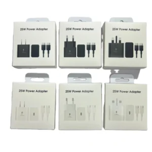 USB C Plug with USB C Fast Charger Cable 25W Type C Super Fast Phone Charging Android Adaptor UK for Galaxy S25 Ultra S24