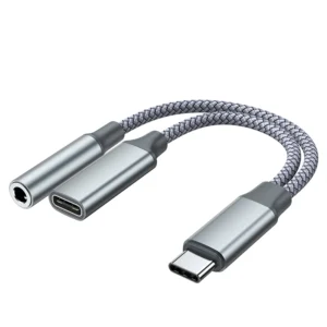 USB C to 3.5mm Headphone and Charger Adapter 2 in 1 USB Type C to Aux Audio Jack Adapter with PD 60W Fast Charging Dongle Cable