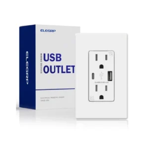 USB Charger Wall Outlet USB Receptacle With Type A & Type C USB Ports 15 Amp Duplex Tamper Resistant Plug UL Listed