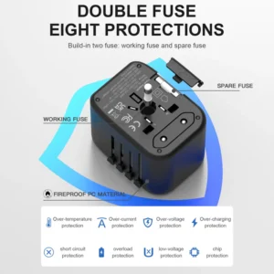 USB and Type-C Charger Plug with Multi Travel Adapter Universal