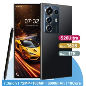 Unlocked 5G S26 Ultra 5G Smartphone 16GB+1TB 7.3 Inch HD 72+108MP Beauty Camera Android15 Dual Card CDMA Gaming Phone