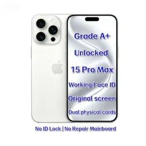 Used Unlocked 15 Pro Max 128GB White Titanium A17 Chip 5G Face ID Bulk Supply