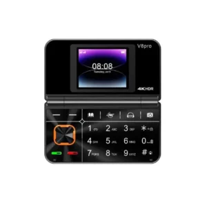 V 8 PRO Flip Mobile Phone 2G GSM 1.77″ Display Auto Call Recorder Speed Dial 32+64MB Memory 2 SIMs Foldable Keyboard Telephone