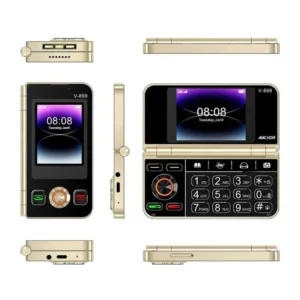 V-899 Dual Screen Feature Phone 2G Network 2.4inch+2.8inch Flip Phone Wireless FM Big Speaker Dual SIM Dual Standby Foldable