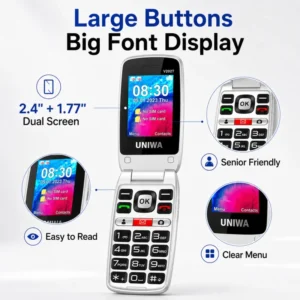 V202T 4G Flip Senior Phone SOS Big Button Feature Phone OEM ODM Elderly Mobile Phone